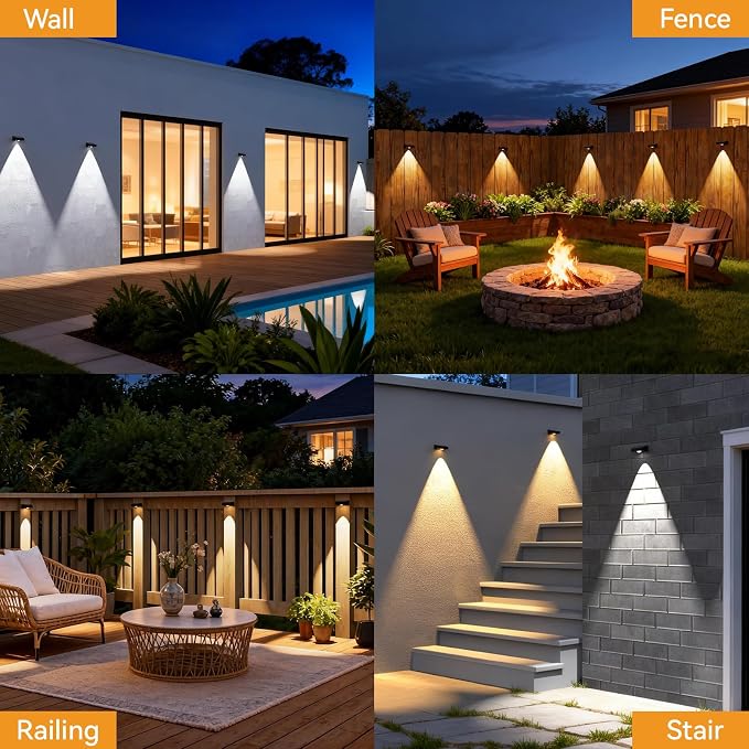 24 Pack Solar Fence Lights Outdoor, 3 Color Temp, IP65 Waterproof, Cost-Effective Solar Lights for Patio Yard Railing