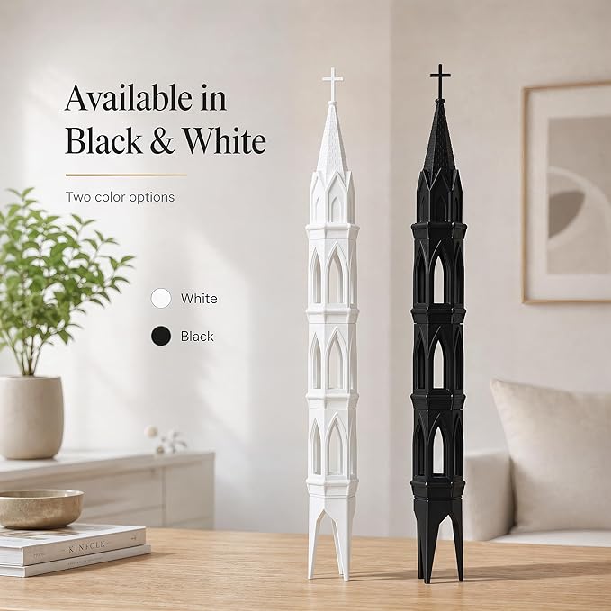 Gothic Tower Self-Watering Moss Pole for Monstera, 3D Printed Stone Texture Plant Support Stake for Climbing Plants, Indoor Plant Trellis for Philodendron, Pothos, Vine Plants (White)