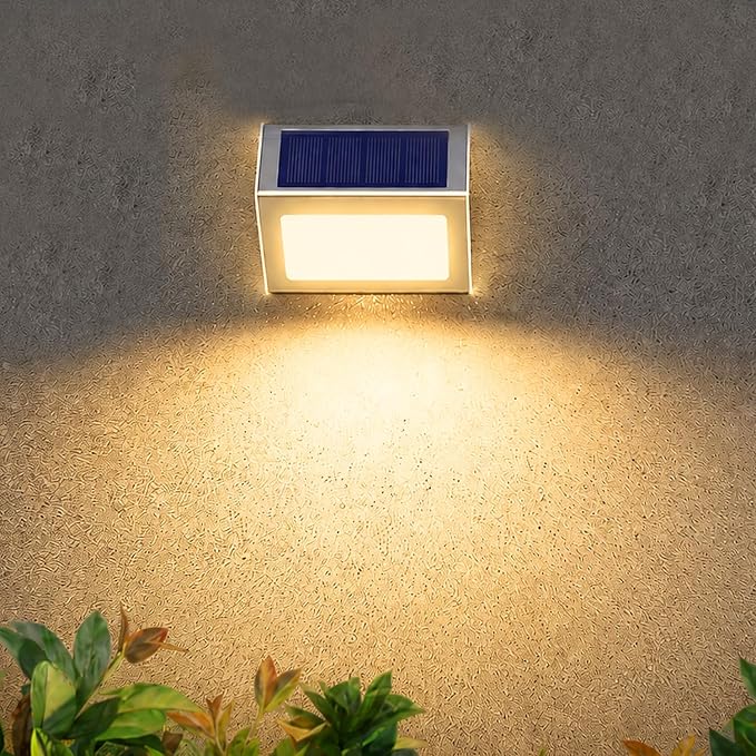 JSOT Solar Lights Perfect for Deck, Fence, Stair, Step Decor-Warm White-12P | Stainless Steel, Waterproof, Solar Powered, Garden, Patio, Deck Rail