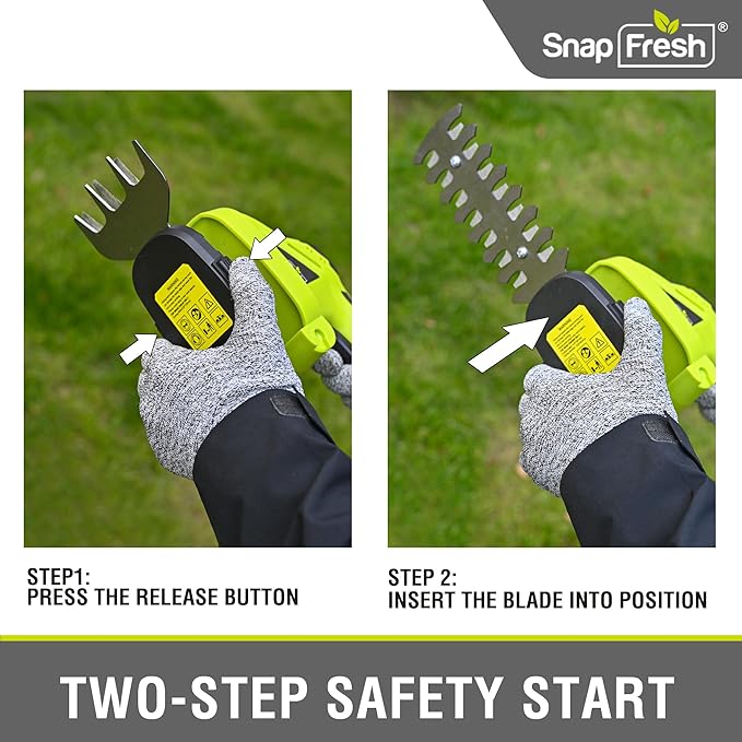 SnapFresh Cordless Grass Shear Bush Trimmer, 2 in 1 Handheld Hedge Trimmer, 7.2V Electric Grass Trimmers, Lightweight Shrubbery Trimmers Battery & Charger Included, Shrub Trimmer for Garden(Green)