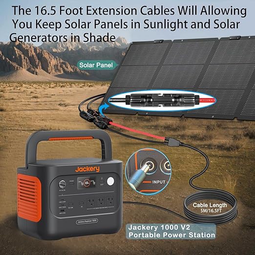 for Jackery 1000 V2/2000 V2/E1500/E2000 Pro Extension Cable,16.5Ft Solar-to-8020 Extension Cord fit Renogy EF bluetti Solar Panel to Jackery Explorer Pro & Plus Series Portable Power Station Generator