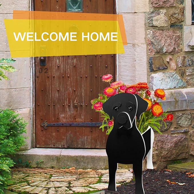 Black Labrador Dog Planter Plant Pots,Cute Dog Flower Planter,Gifts for Pet Lovers,Unique Animal Plant Pots,Office,Indoor Outdoor Garden Decor(9.45 * 6.38 * 13.39in)