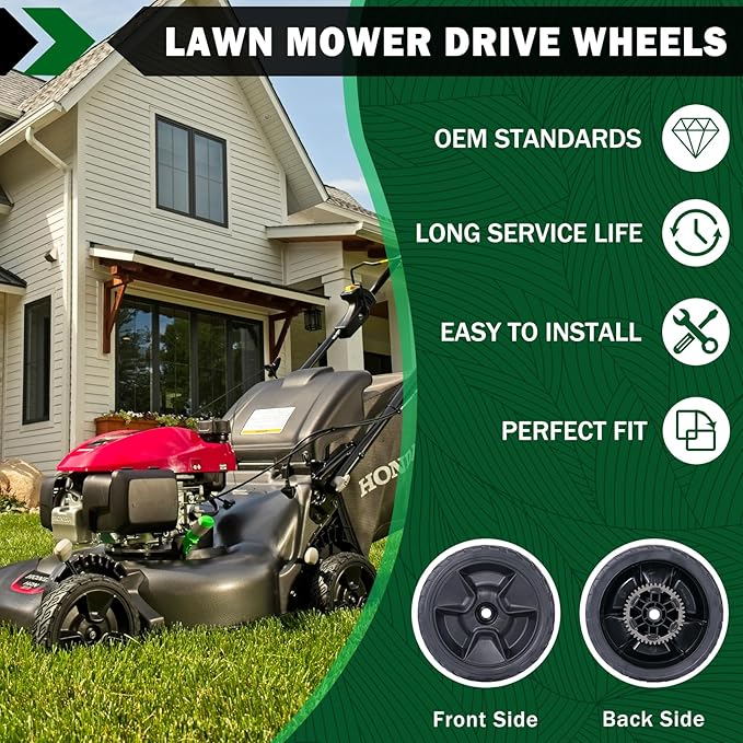 CheeMuii HRN216 Lawn Mower Rear Drive Wheels Kit 2 Pcs 8" Back Wheels Replace for 42710-VR8-N00ZA Push Mower Wheel Compatible with Honda HRN216 Lawn Mower