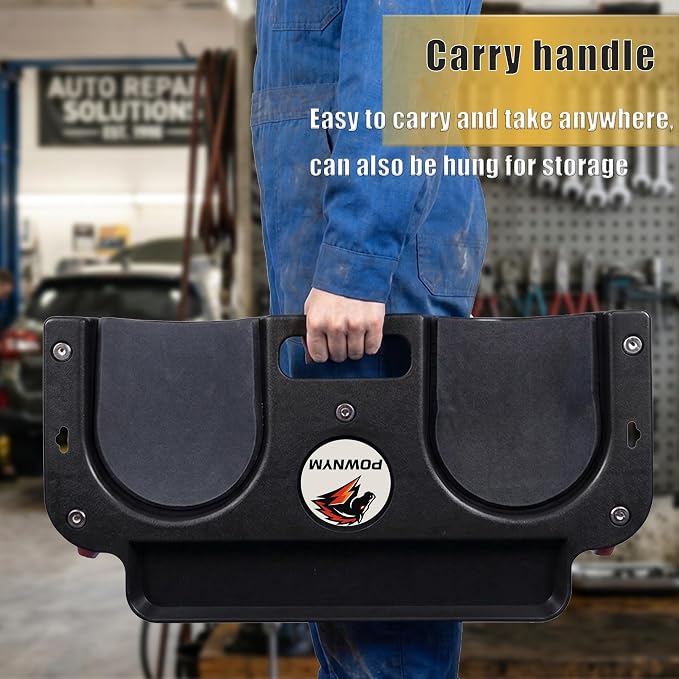 Rolling Knee Creeper with 5 Swivel Castors and Tool Tray Rolling Knee Pads for Home Workshop, Auto Shop, Garden, Flooring, Garage，Mechanics Creeper，Black