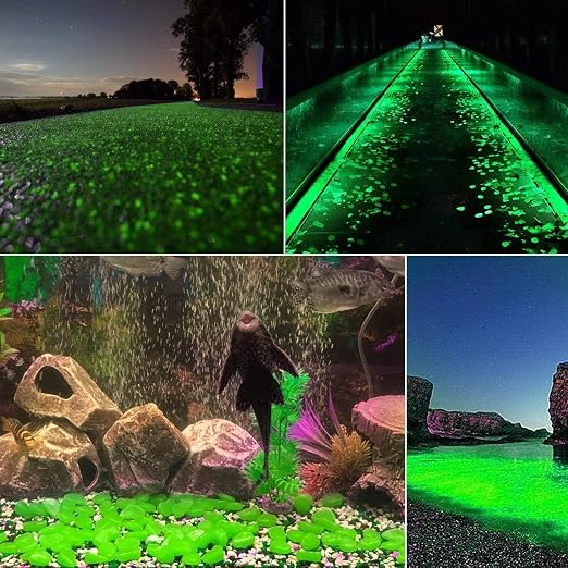 2.4Lbs 550 Pcs Glow in The Dark Garden Pebbles, Gardening Luminous Glow Stones Outdoor Decor Glowing Water Fish Tank Gravel (Green)