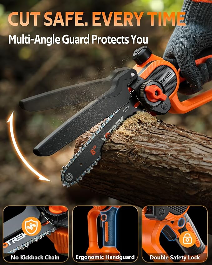 8.5" Pruning Shears for Gardening & 8inch Mini Chainsaw Cordless, [3.0AH] Battery Powered Electric Chain Saw