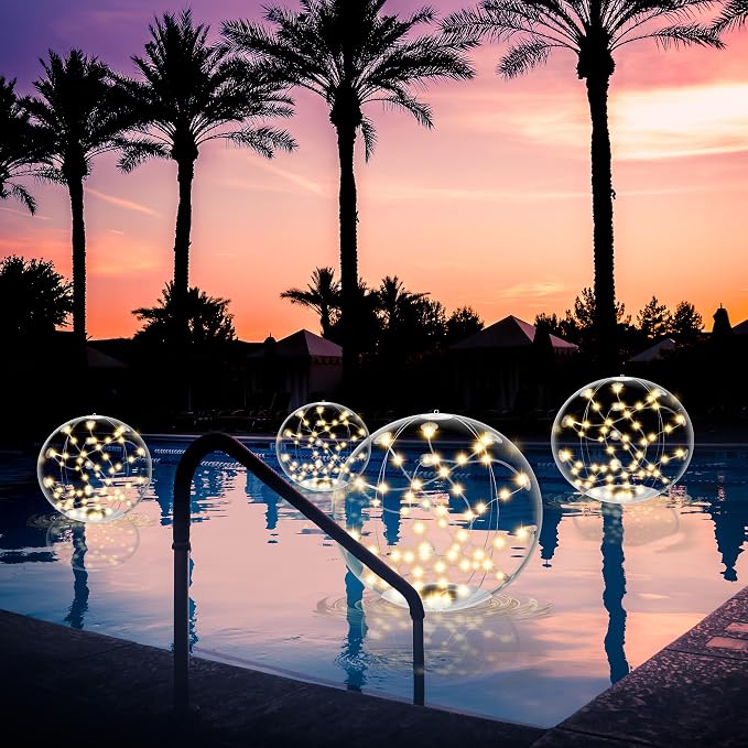 Solar Floating Pool Light, 14.5” LED Inflatable Glow Orb with Remote Control, Warm 3000K Light, Dimmable, Auto Dusk-to-Dawn, IP68 Waterproof, 3 Lighting Effects for Pool, Garden & Outdoor Use