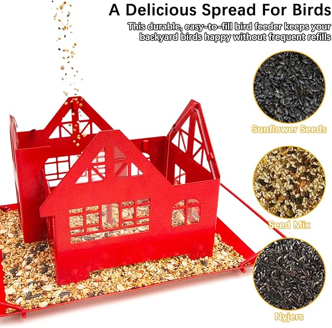 Solar Bird Feeders for Outdoors Hanging, Heavy-Duty Metal Birdfeeders Outside Hanging with Solar Lights, Wild Bird Feeders for Garden Decor, Unique Gifts for Bird Lovers, Mom and Grandma