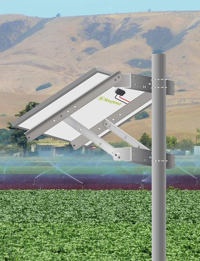 Newpowa Solar Mounting Bracket Universal Double Arm for Pole/Wall Installation Designed for 100-220w Solar Panel Width Length Up to 30.31inch Tilt Angle from 0°-90°