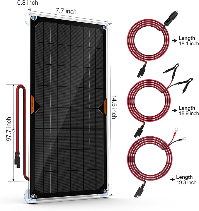 OYMSAE 10W 12V Solar Panel Car Battery Charger Portable Waterproof Power Trickle Battery Charger & Maintainer for Car Boat Automotive RV with Cigarette Lighter Plug & Alligator Clip
