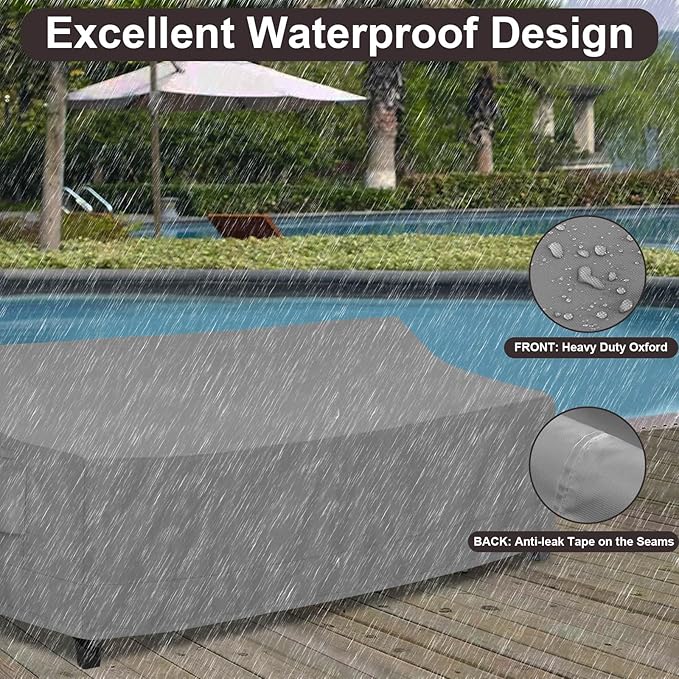 PureFit Outdoor Couch Cover Waterproof Patio Sofa Furniture Covers, 4-Seater Outdoor Cover with Air Vent and Handles, 104W x 40D x 35H Inches, Gray