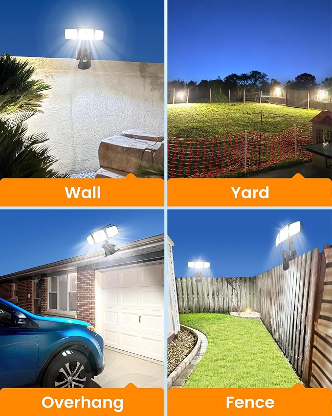 Clip on Solar Lights, 1500LM Motion Sensor Security Lights with Remote Control, 270°Wide Angle Solar Flood Light, 3 Heads High Bright Solar Lights Outdoor Waterproof for Fence Gutter Yard（1Pack）