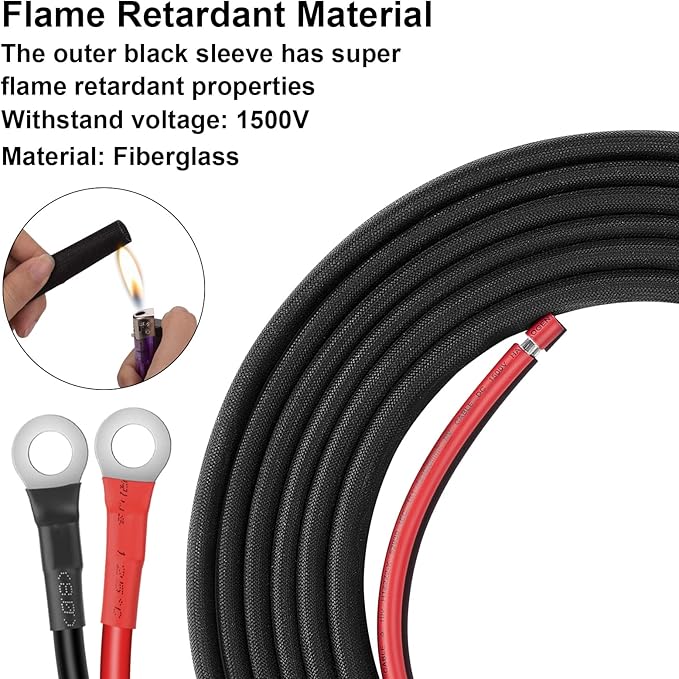 10 Gauge Battery Cable, 10 Gauge Wire Connect Charge Controller to Battery Cable, for Solar Panels Automotives RVs Motorcycles Boats (10AWG 16FT)