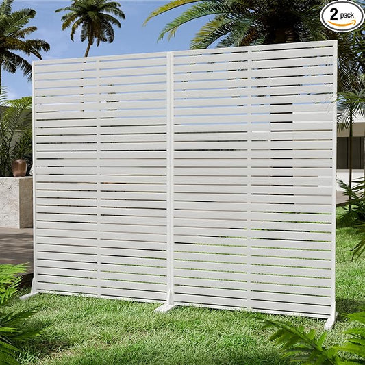 Privacy Fence Screen with Stand 6 Panel 72" H×47" W HDPE Decorative Privacy Panels with Stand, Air Conditioner Fence Panels, Privacy Screen for Outdoor Backyard, Balcony, Pool