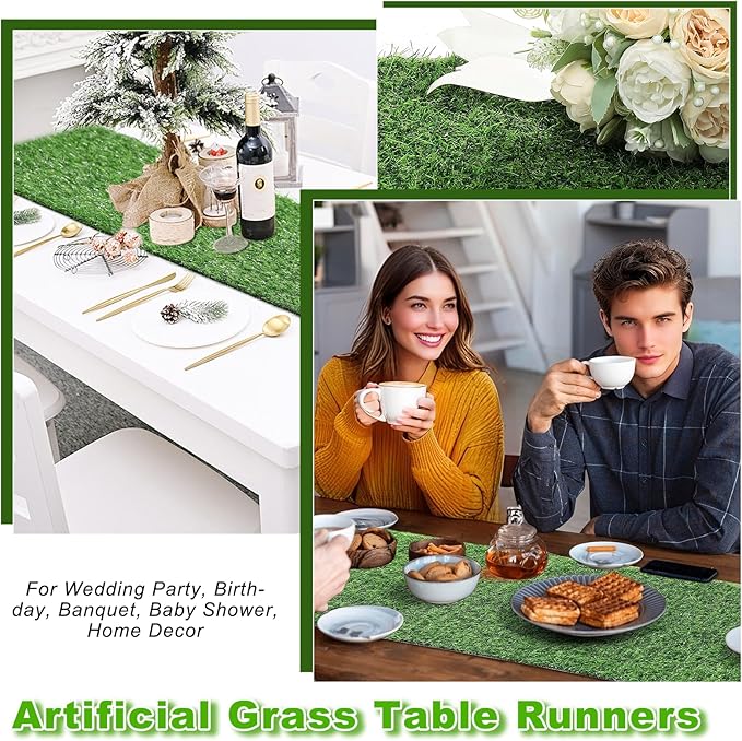 Artificial Grass Table Runner, 13 x 84 in Turf Table Runner - Realistic Faux Grass Runner for Golf Party, Wedding, Baby Shower, Indoor Outdoor Decor