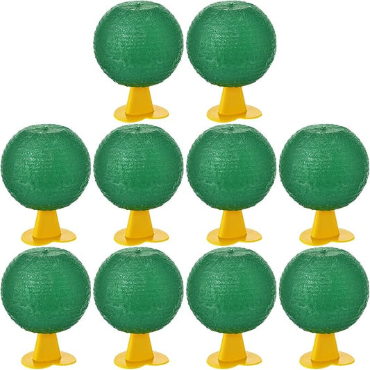 Qualirey 10 Set Fruit Fly Sticky Trap Balls Fungus Gnat Killer Bug Catcher Gnat Trap Insect Traps Indoor Outdoor Plant Fly Sticky Traps Ball for Fungus Plants(Green)