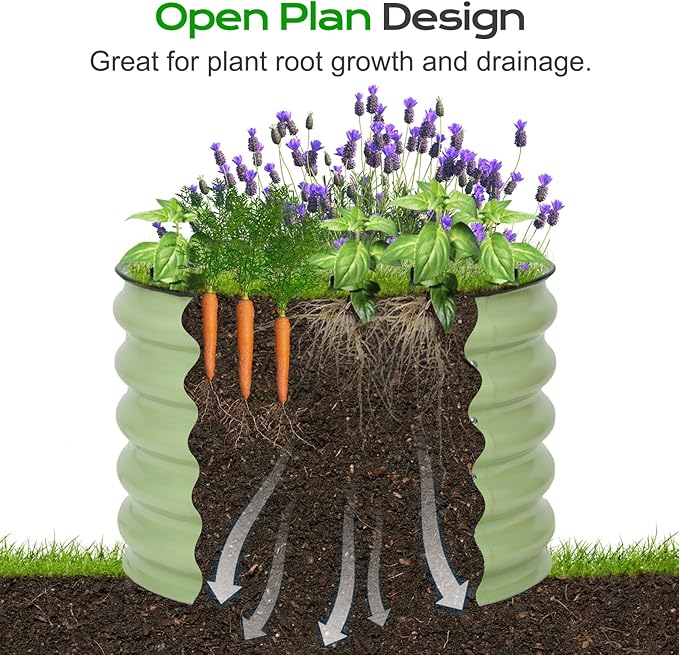 Aoodor 2 Pack 17" Tall 24" Metal Raised Garden Bed, Outdoor Planter Box and Raised Garden Kit for Vegetables, Flowers, and Herbs, Olive Green