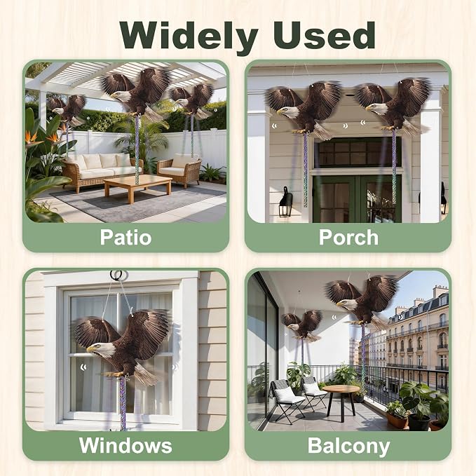 5 Pack Fake Eagle to Scare Animals Away, Hanging Flat Plastic Fake Eagle with Reflective Tape for Keep Pigeon Woodpecker Away for Outdoor Contryard Garden Balcony Window Patio Backyard