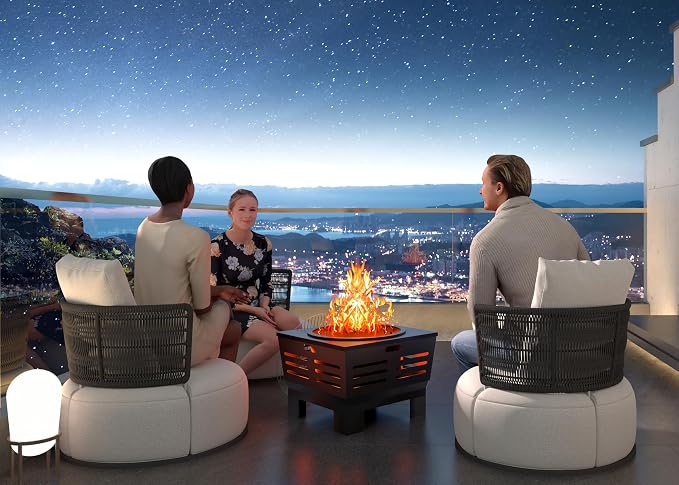 Fire Beauty Smokeless Wood Fire Pit with BBQ Grill for Camping & Backyard | Smokeless vent, ash pan, steel frame, 4-leg base, grill