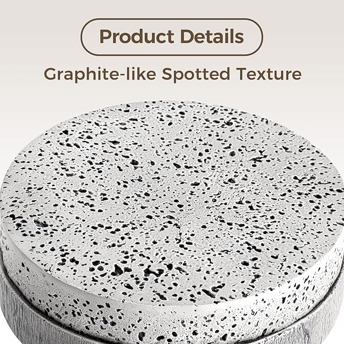 COSIEST Outdoor Side Table w Spotted Tabletop, Concrete Side Table, Round Patio Side Table Stool, Lightweight Outdoor Accent Table w Colored Faux Wood, Cylinder Plant Stand for Garden and Deck, Grey