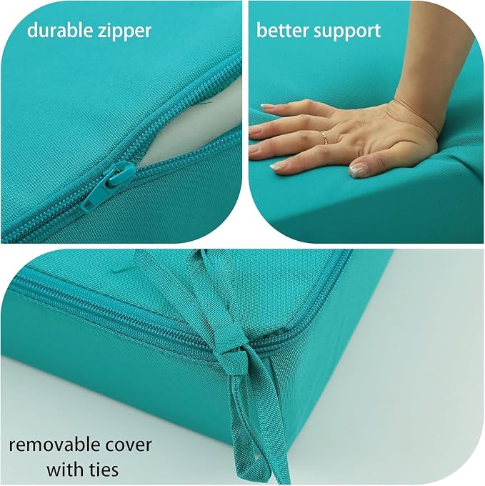 Outdoor Cushions for Patio Furniture, Outdoor Seat and Back Cushion, Waterproof Hampton Bay Deep Seat Replacement Couch Cushions for Garden Lawn, 28.5x28.5 Blue