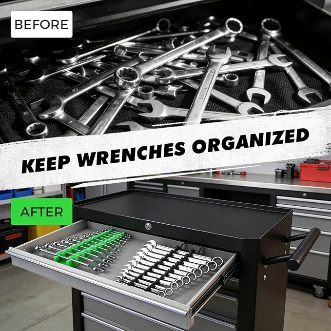 SWANLAKE GARDEN TOOLS 20-Piece Magnetic Tool Organizer Set, 1/4", 3/8", 1/2" SAE & Metric Socket Organizers, 2 Large Wrench Holders, 24-Slot Wrench Rails, Plier and Screwdriver Wall Mount Storage