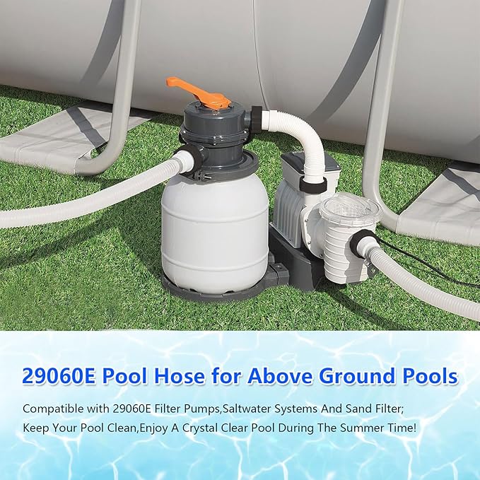 1.5" Replacement Pool Pump Hose for Above Ground Pools Accessories - 29060E Pool Hoses for Intex 1,500 GPH Pump, Sand Filters ＆ Saltwater System (White -2 Pack)
