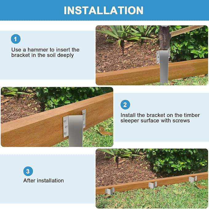 ForoGore 20 Pack Fixing Peg Timber, Heavy Duty Sleeper Stakes Metal Landscape Edging Stakes for Driveway Garden Edging Timber Planter Raised Grow Bed Corner Timber Stakes
