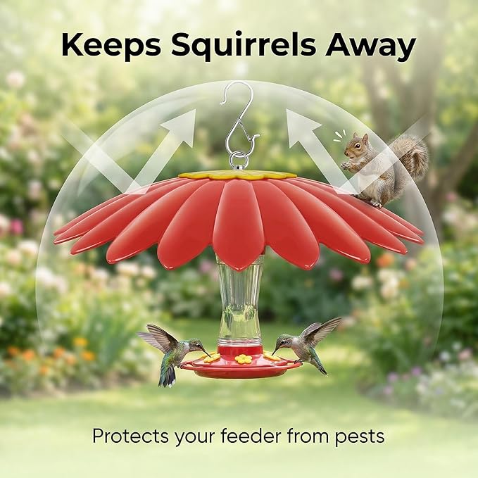 13.5 inch Flower Rain Guard for Bird Feeder,Hummingbird Feeder Shade Dome Cover,Umbrella Cover for Bird House for Outdoor,Squirrel Baffle(Red).