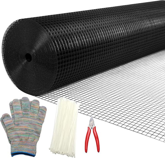 Hardware Cloth 1/2inx36inx100ft, Chicken Wire Fencing Welded Wire Mesh Vinyl PVC Coated Mesh Coop Garden Plant for Rabbit Snake Rodent Foxes Raccoons Poultry Netting Cage Farm Protection