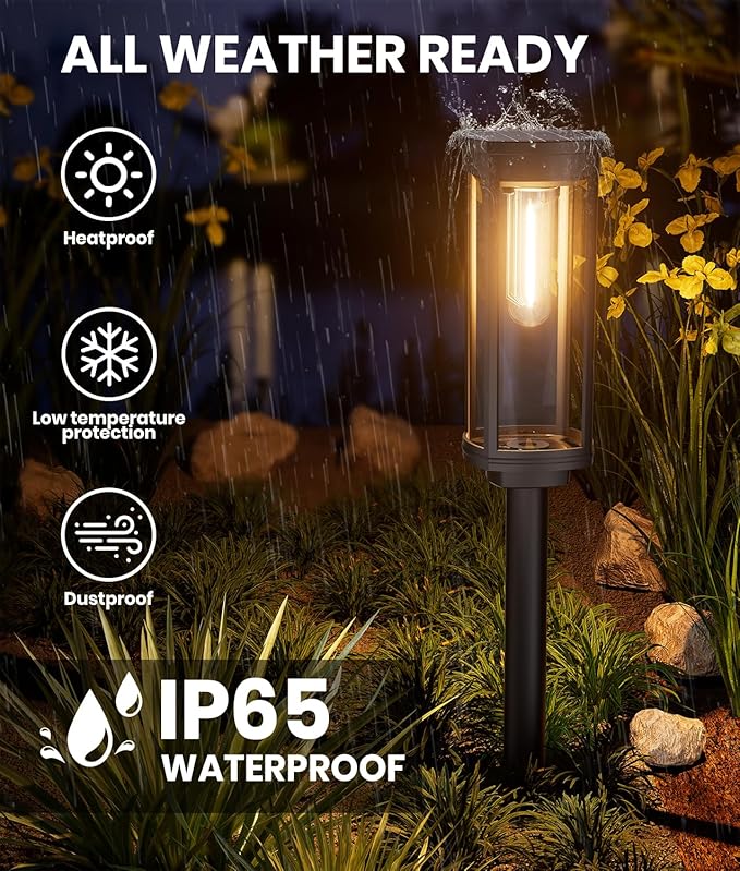 NEWMESSI 12 Pack Solar Pathway Lights Outdoor IP65 Waterproof Super Brightness Solar Powered Landscape Path Lights for Outside Walkway Driveway Garden
