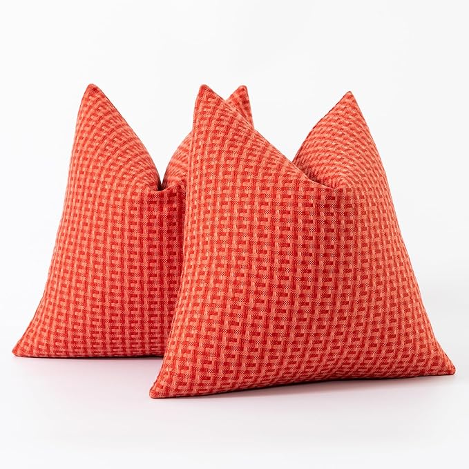 Kevin Textile Valentines Outdoor Waterproof Throw Pillow Covers Pack of 2 Farmhouse Decorative Cushion Covers for Garden Patio Tent Balcony Bench Couch Sofa 20x20 Inch, Red