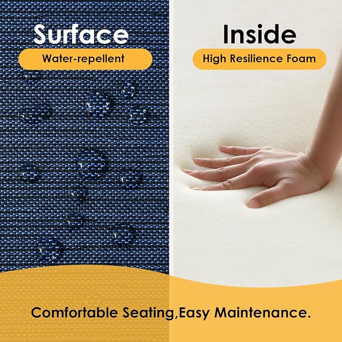 Outdoor Square Corner Seat Cushion, 19"x19"x3", Set of 4, Non Slip Seat Cushion Pads with Removable Cover for Patio Furniture, Garden Yard Lawn, Navy