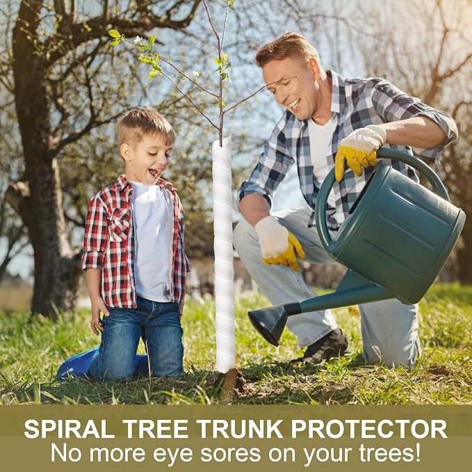 20 Pcs Tree Trunk Protector-2 Size Plastic Spiral Tree Guard Tree Trunk Protector Wrap Tree Bark Protector Tube Tree Wraps to Protect Bark Tree Saplings from Rodents Rabbit Mowers (White)