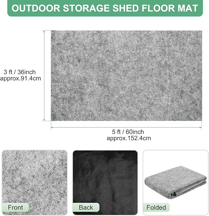 M METERXITY Outdoor Storage Shed Mat, 3x5 FT Waterproof Small Shed Flooring Mat for Patio Furniture Floor Protecting from Wear/Liquid/Dust/Oil, Non-Slip Carport Pad [Grey White]