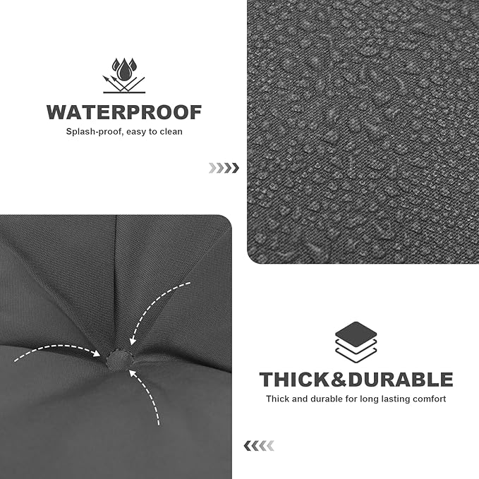 Porch Swing Cushions,Outdoor Cushions 3 Seater Replacement with Backrest, Waterproof Thickened Bench Cushion with Ties for Porch, Patio,Outdoor, Backyard and Garden(Dark Gray 60 * 40 in)