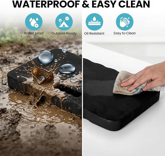 Extra Thick Foam Kneeling Pad for Gardening and Exercise Soft Comfortable Knee Cushion Mat for Floor Work Yard Tasks and Home, Set of 2 Large Black