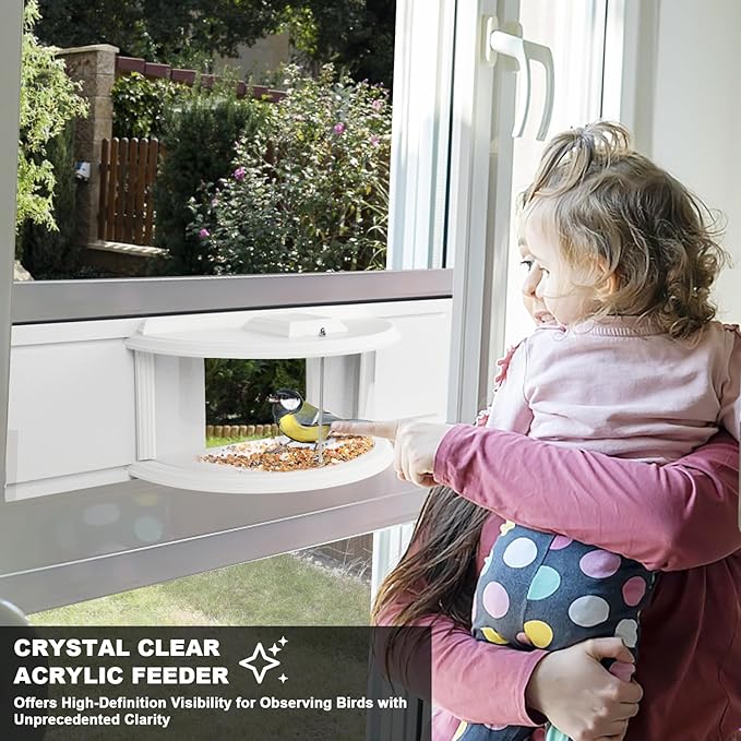 in Window Bird Feeders for Viewing - 180° Clear View Bird Feeder, Durable, Elegant, Fits Windows 27-35" Wide, for Bird Watching-Bring Joy to Your Home