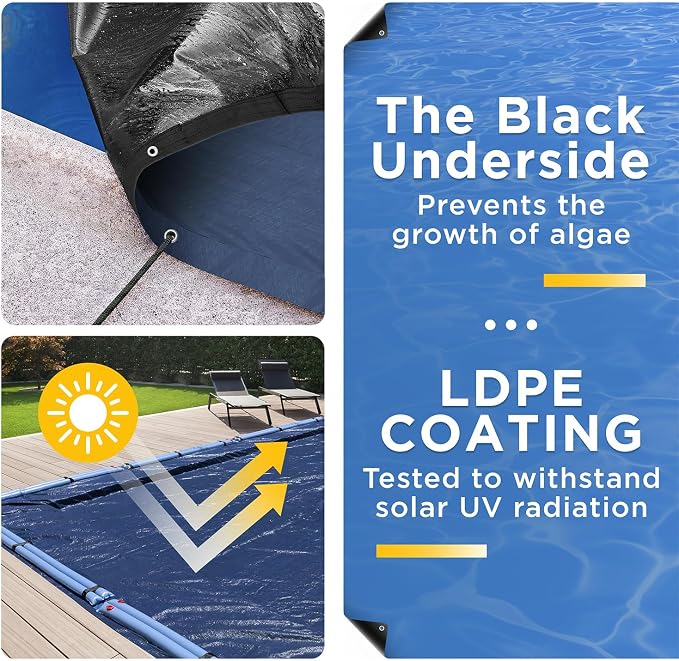 30-Ft x 50-Ft Pool Cover for Inground Pools - Rectangle Winter Pool Cover for Inground Pools, Extra Thick Material and Durable Design, Cold and UV-Resistance, Easy Installation, Navy Blue
