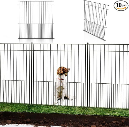 WESLEY'S CORNER Tall Fence Panels - 32”H x 29”L, No Dig Metal Dog Fence, Heavy Duty, Garden Border & Animal Barrier, Rustproof, Decorative Fencing for Backyards, Frontyards, Outdoors and Edging