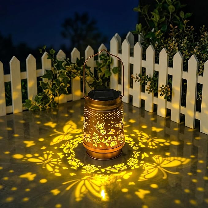Solar Lanterns Outdoor Waterproof, Butterfly Birthday Gifts for Women Mom Grandma, Garden Hanging Solar Lantern Lights for Patio