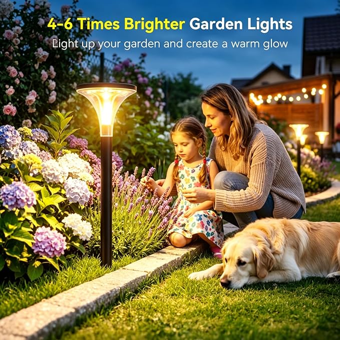 Tall Solar Pathway Lights Outdoor, 29" 200LM Ultra Bright, 4 Pack | Waterproof Garden Lights Solar Powered, Auto ON/Off, Outdoor Lighting for Yard Walkway Driveway Decor