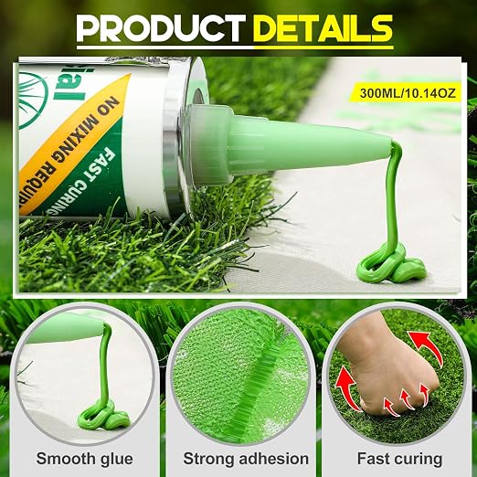 Threlaco 1 Tube Turf Glue for Artificial Grass 10 oz Artificial Turf Tape Grass Paint Concentrate Glue Carpet Adhesive for Synthetic Surfaces(No Caulk Gun)