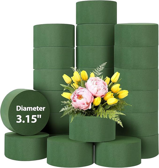 Hahood 48 Pieces Round Floral Foam Blocks 3.15 Inch DIY Flower Arrangement Kit Wet Green Floral Foam Block for Wedding Florist Supplies Wet Dry Flower Party Decorations