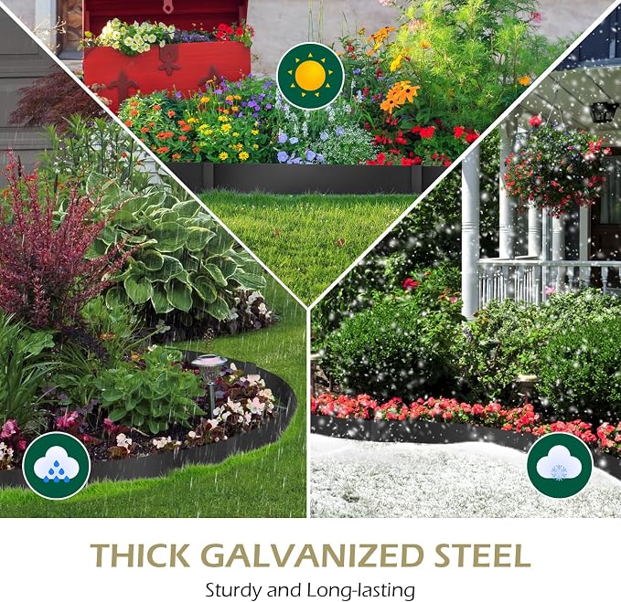 Dyna-Living 40 x 8 Inch Steel Landscape Edging 6 Pack Metal Edging for Landscaping Garden Edging Border, 20FT Total Landscape Edging Border Metal Landscape Edging with Clips for Lawn, Garden, Yard