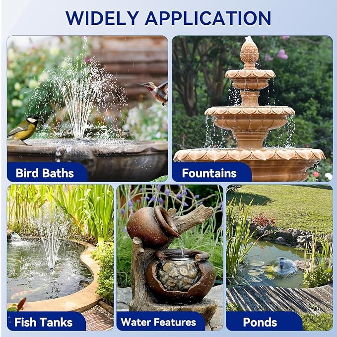 Antfraer 8W Solar Water Pump with Dry-Run Protection, Solar Bird Bath Fountain Pump Double-Layer Nozzles & 5Ft Tubing, Solar Fountain Pump for Small Pond, Garden, Patio & Outdoor Water Feature
