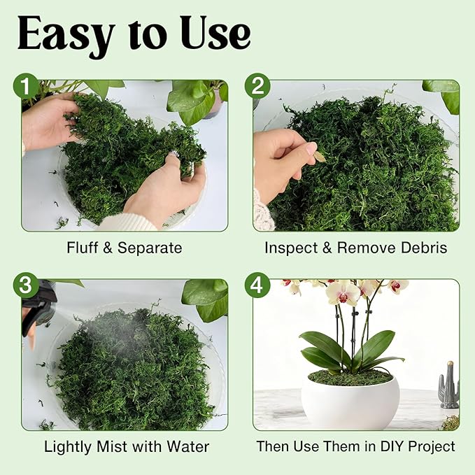 Halatool 1.1LB Fake Moss for Indoor Potted Plants, Dried Artificial Faux Green Moss for Crafts, Fairy Garden Terrarium Arts Micro-Landscape DIY Project Table Centerpieces Wedding Christmas Decor