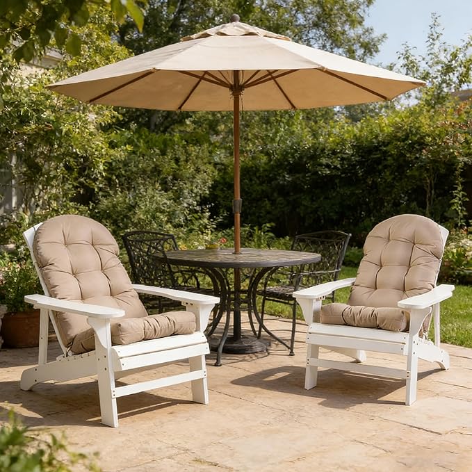 Enipate Weather Resistant Adirondack Chair Cushions High Back Indoor Outdoor Patio Tufted Lounge Cushion Seat Pads