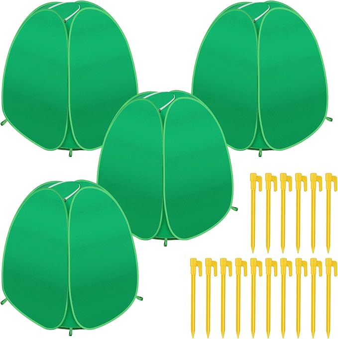 4 Pack Plant Covers Freeze Protection, 28x28x33" Winter Shrub Frost Covers for Outdoor Plants, Warm Plant Protectors Tent for Protecting Fruit Tree Potted Plants and Shrub from Freezing Animals Eating