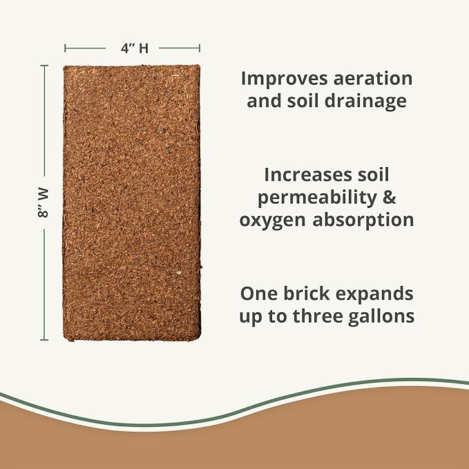 Coco Coir 650gm Bricks (6-Pack) - Organic Coco Coir for Plants & Gardening - OMRI-Listed Cocopeat for Garden Soil, Seed Starter Soil, & Mulch - Coconut Coir Bricks - Coconut Fiber Potting Mix